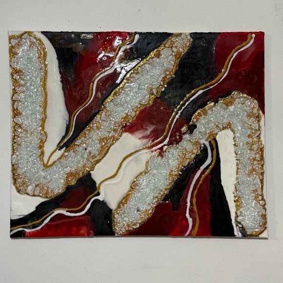 Red & Black Gold white Resin Canvas - Picture 1 of 1